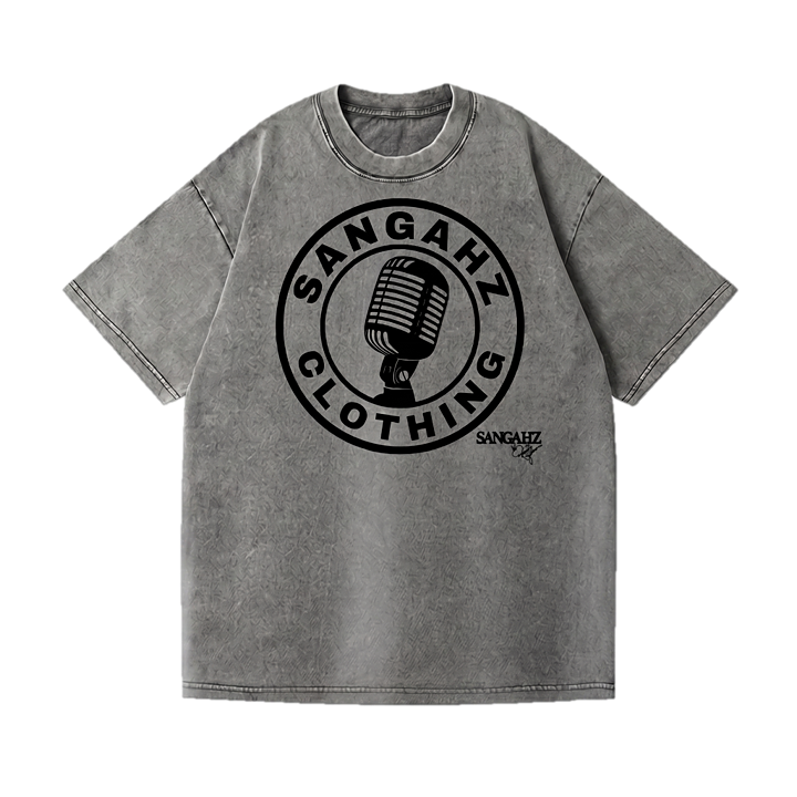 Sangahz Signature Custom Clothing - Gray and Black Vintage Washed Mic'd T-Shirt