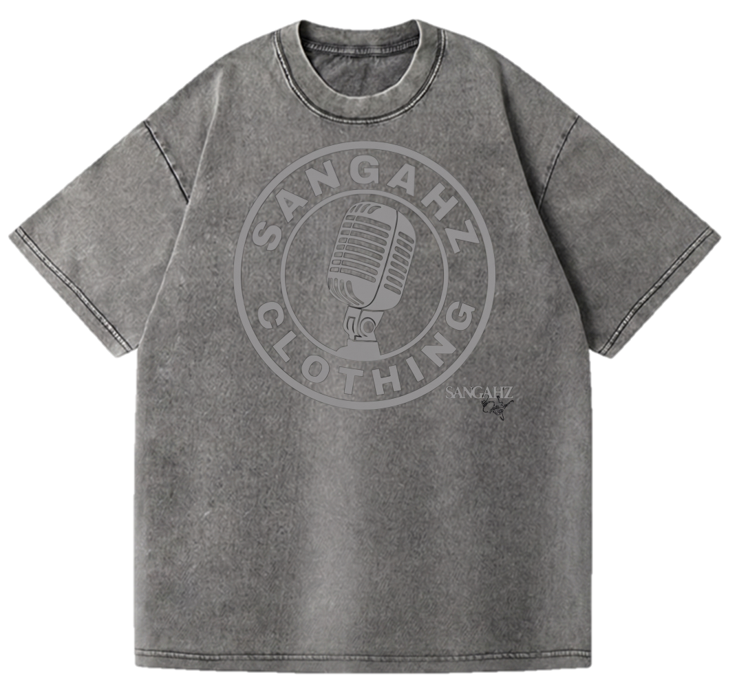 SANGHAZ Custom Clothing - Vintage Washed Gray on Gray ROMEO ENTERTAINMENT T-Shirt