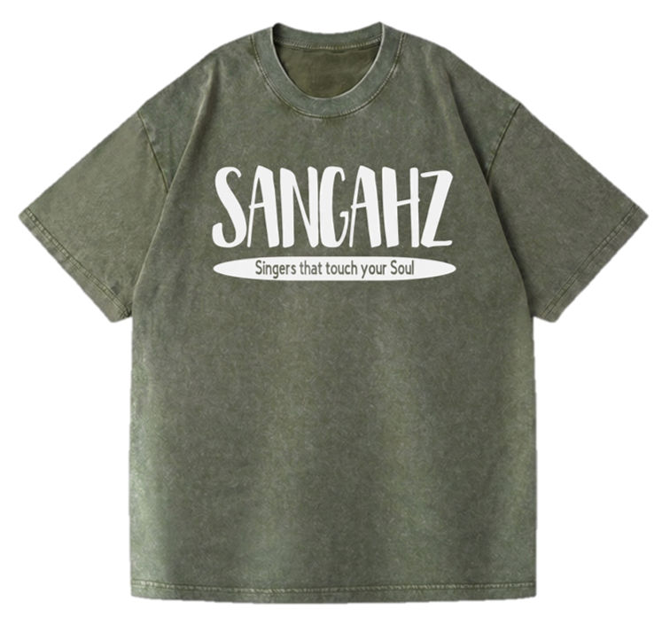 SANGHAZ Custom Clothing - Vintage Washed Sage Green and White Sangahz T-Shirt