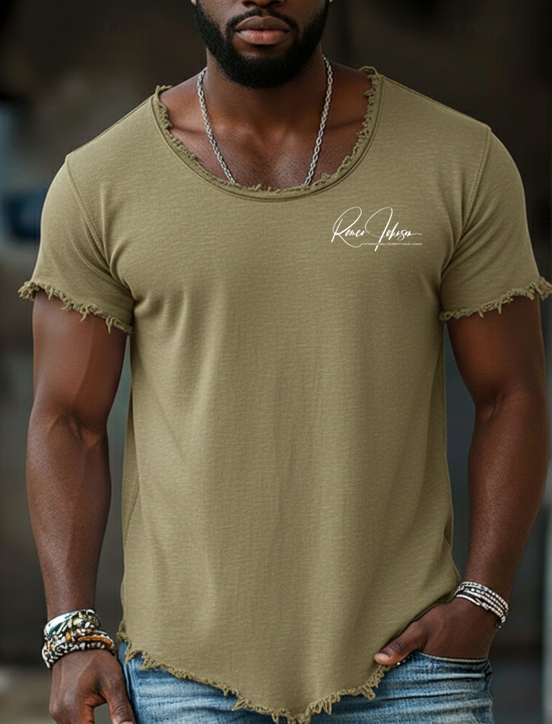 Sangahz Tee Top Linen T-Shirt Short Sleeve - Army Green