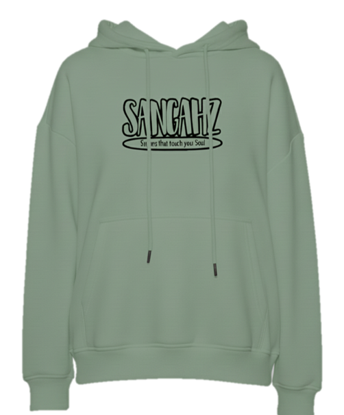 Sangahz Oversized Front Pocket Long Sleeve Drawstring Hoodie - Sage