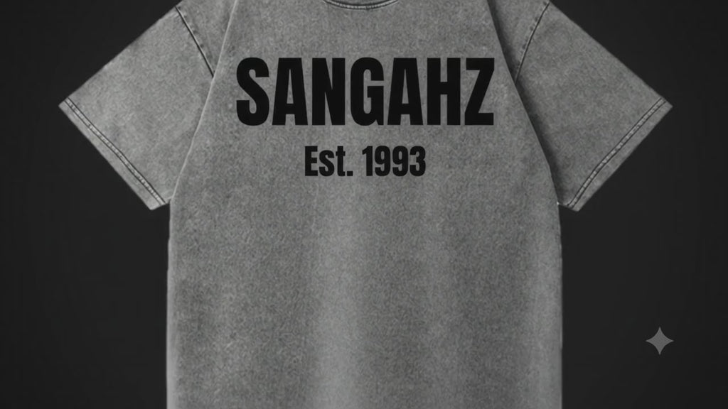 SANGHAZ Custom Clothing - Vintage Washed Gray and Black SANGAHZ Origination T-Shirt