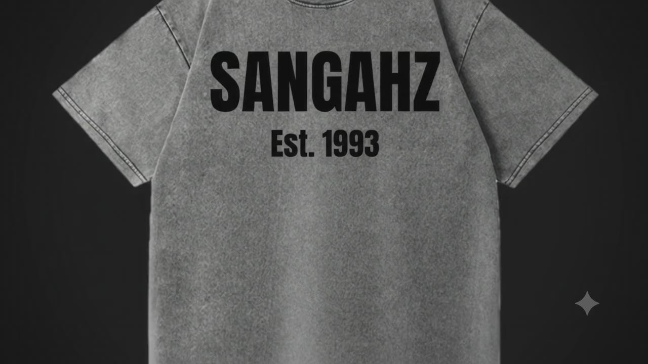 SANGHAZ Custom Clothing - Vintage Washed Gray and Black SANGAHZ Origination T-Shirt